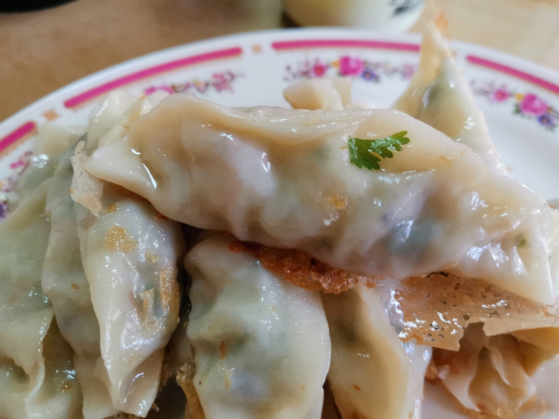 [花蓮素食]豪味家麻辣臭豆腐-有加了香菜的鍋貼我就讚 現煎咬下超有汁  全日供餐 下午不休息  早上6點半就有賣 花蓮素食早餐