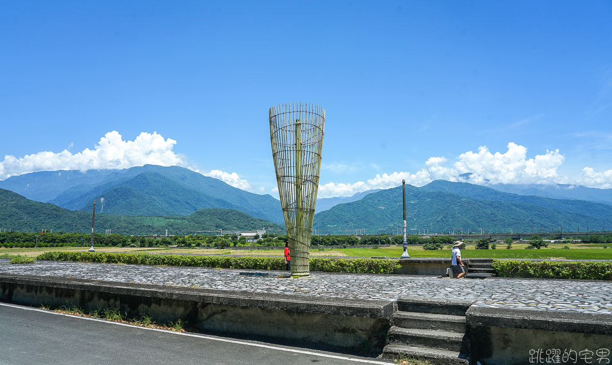 [花蓮景點]東里鐵馬驛站- 稻海不只是稻海 藝術在田上也能看到 優席夫彩繪稻田  193線道紅色鳳凰花 紅色阿勃勒 部落皇后咖啡廳 花蓮行程推薦