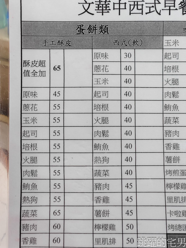 [花蓮早餐]文華早餐專賣店-韭菜盒加半熟蛋真的有夠爽，手工酥皮蛋餅，甜燒餅，韭菜盒、花蓮蛋餅推薦
