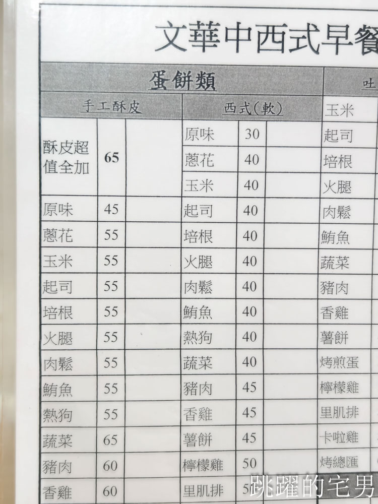 [花蓮早餐]文華早餐專賣店-韭菜盒加半熟蛋真的有夠爽，手工酥皮蛋餅，甜燒餅，韭菜盒、花蓮蛋餅推薦