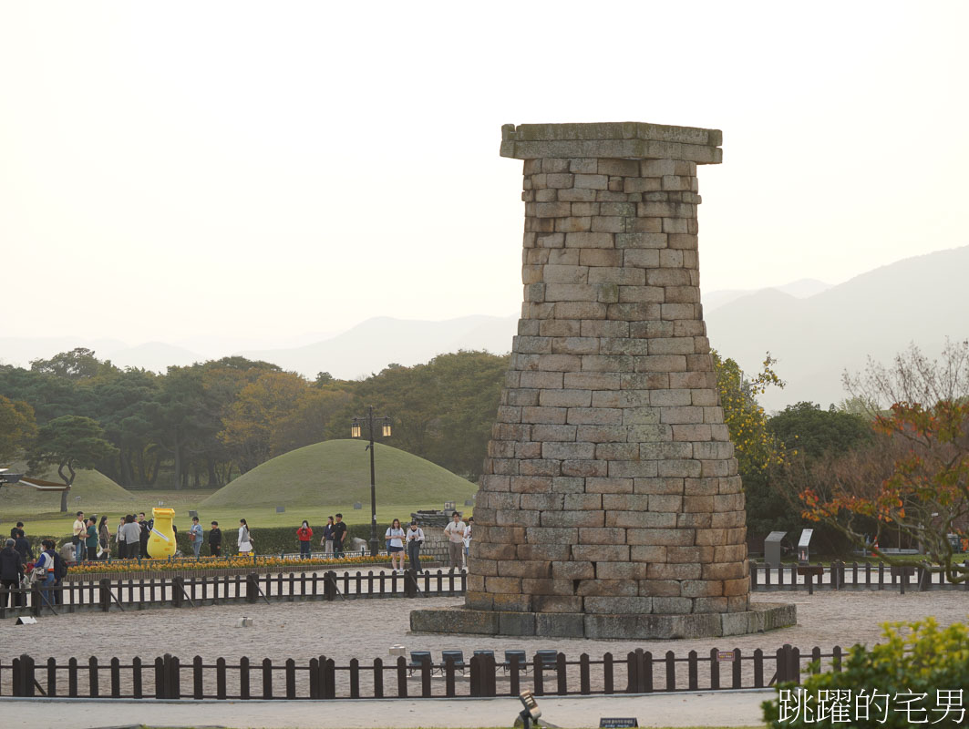 [韓國旅遊]慶州瞻星臺첨성대-韓國秋天不只有楓葉，絕美粉黛亂子草粉紅風暴，住宿慶州韓屋皇南館，月晴橋美食素食推薦校村家三百家