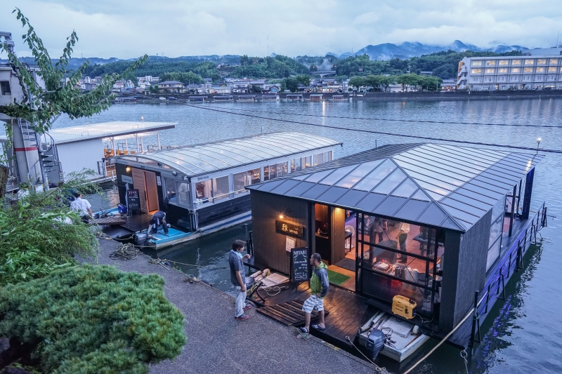 [日本九州大分住宿]ひなの里山陽館-坐上屋型船欣賞河上美景邊吃晚餐 日田温泉旅館一泊二食  山陽館雛之鄉酒店